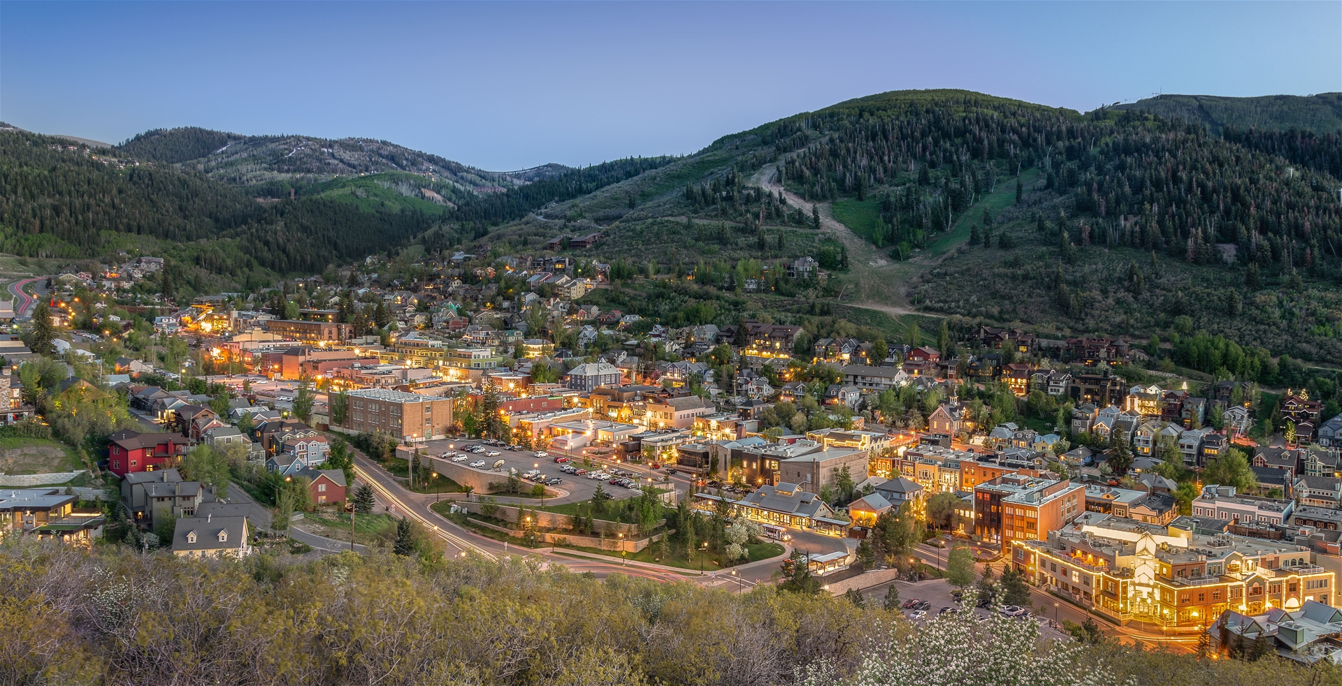 Park City Utah with lights on