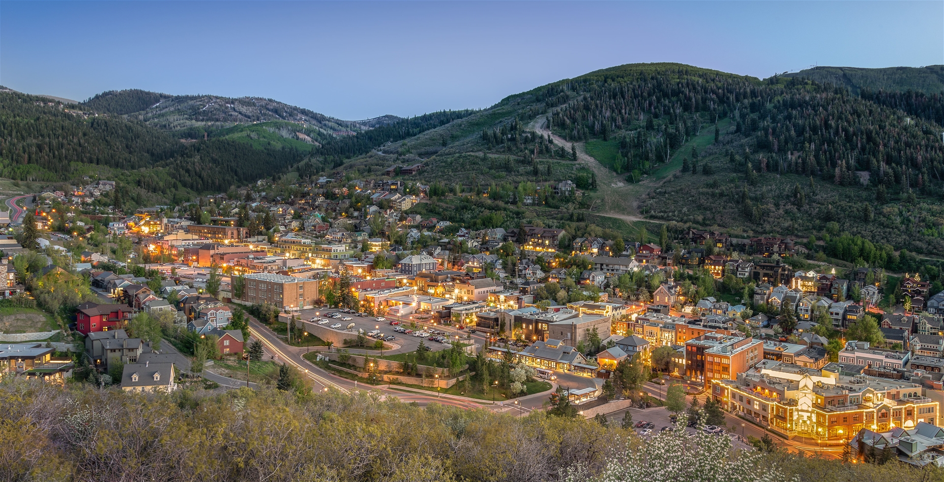 Park City Utah with lights on