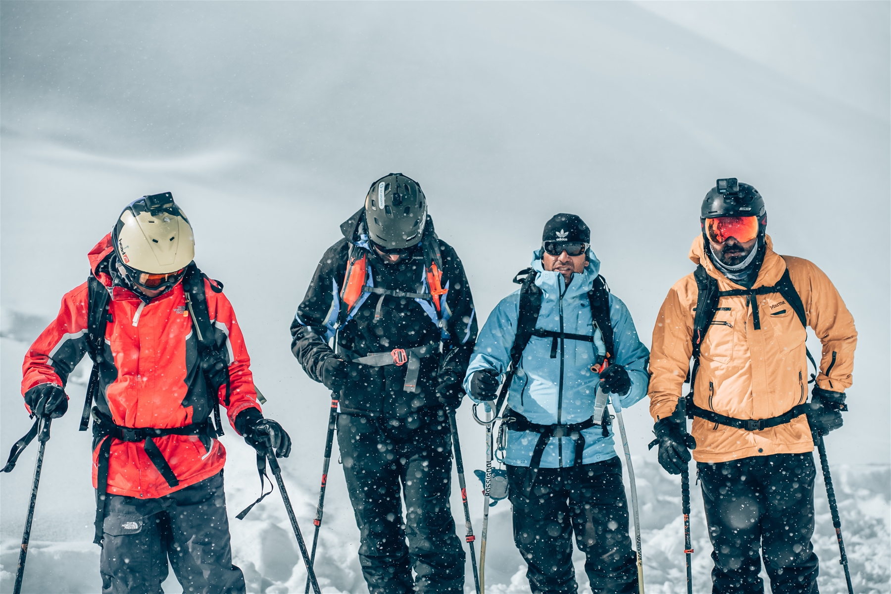 Group of Four Men skiing