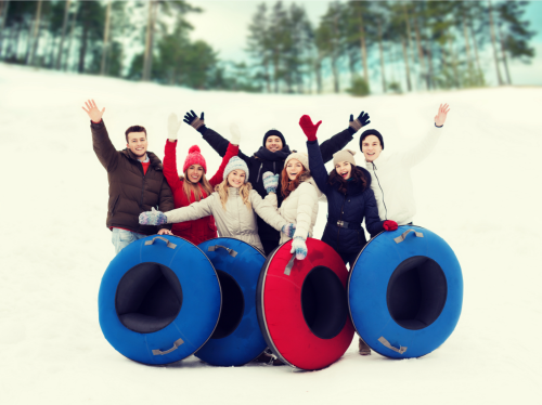 Friends Snow Tubing