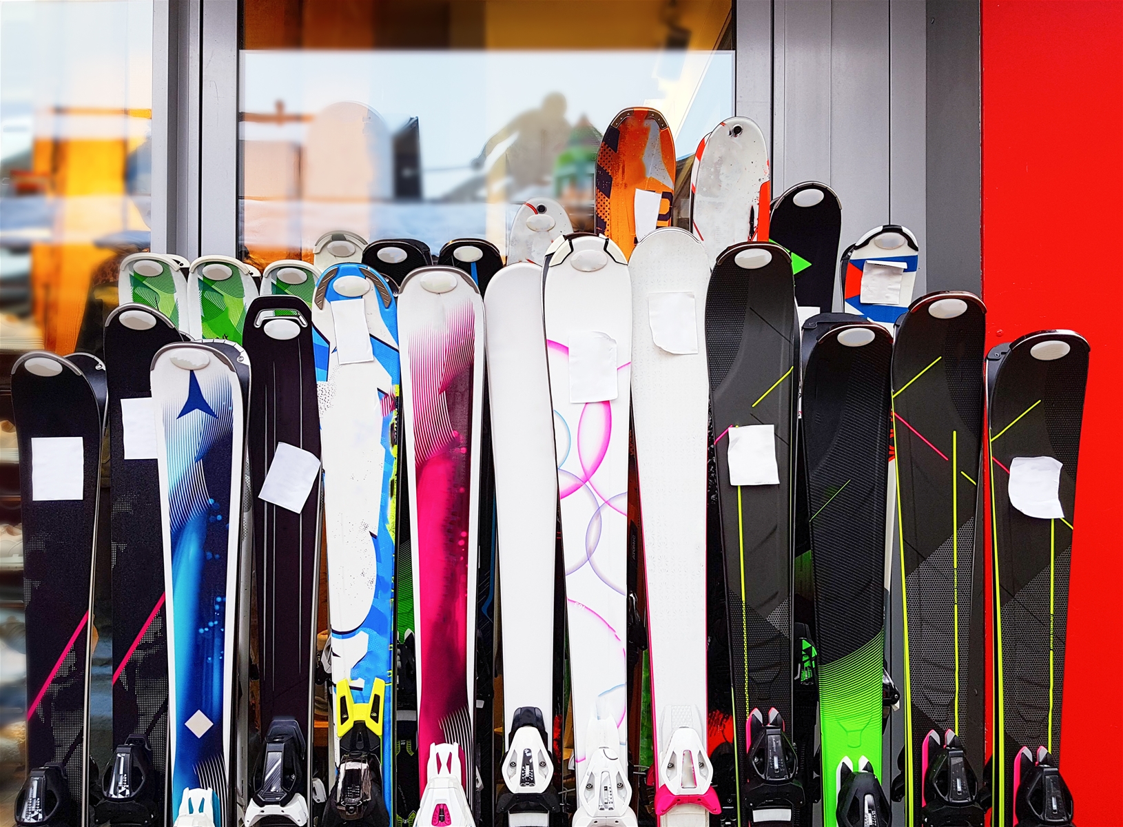 Skis In Ski Rental Shop